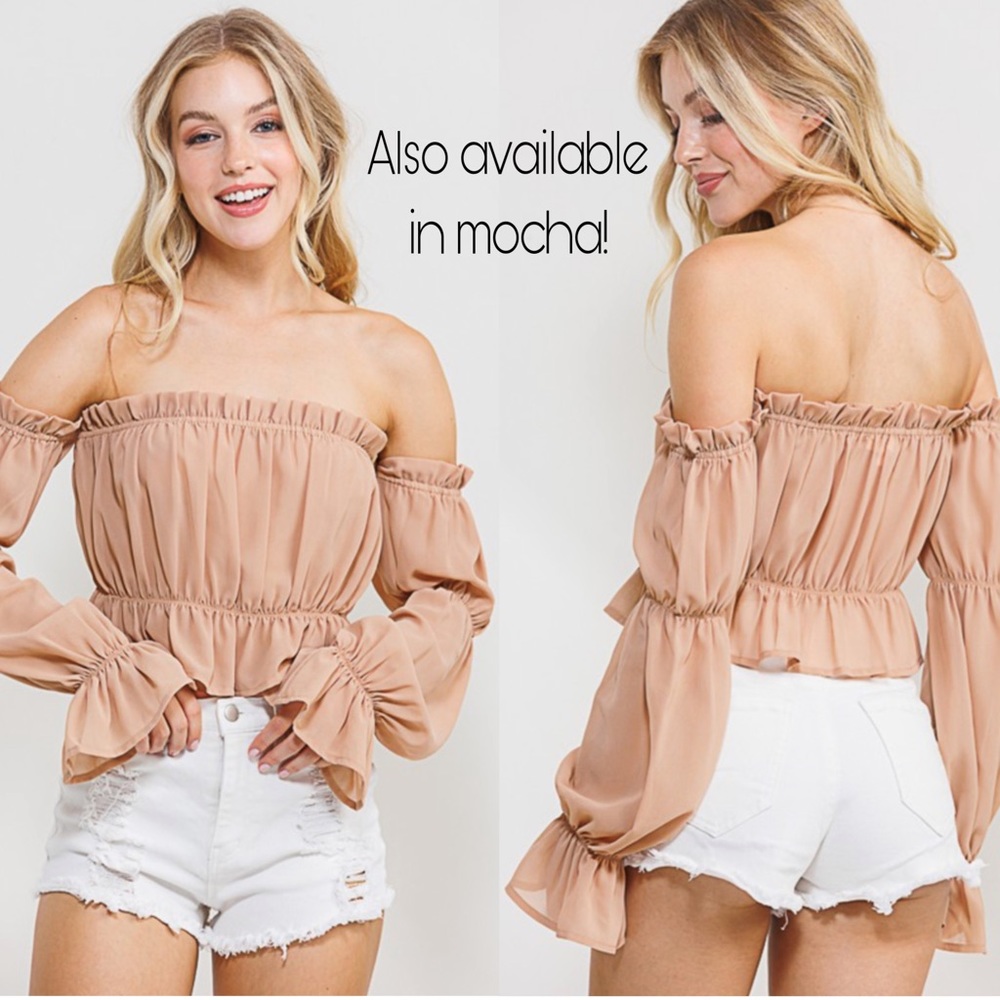 Yellow Long Sleeve Off The Shoulder Wooldobby Top - Picture 4 of 4